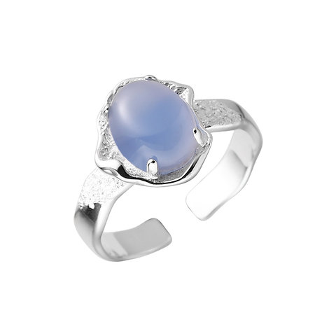 Onyx Ring with Irregular Oval Shape, Adjustable Band for a Soft Aesthetic