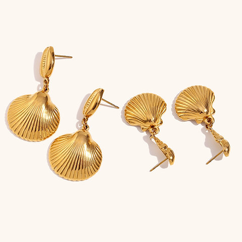 Seashell & Scallop Earrings | 18K Gold Plated Stainless Steel Jewelry