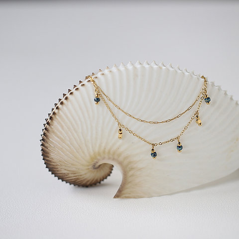 double layer blue bead necklace