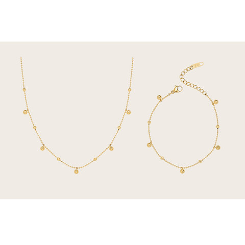 goldenbead and dots necklace and bracelet