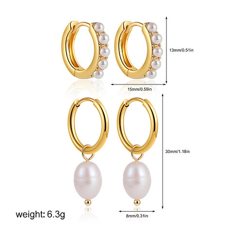 Stack pearl earrings hoop earrings huggie earrings