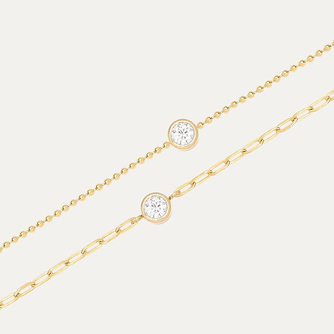 single cubic zirconia diamond simple bracelet