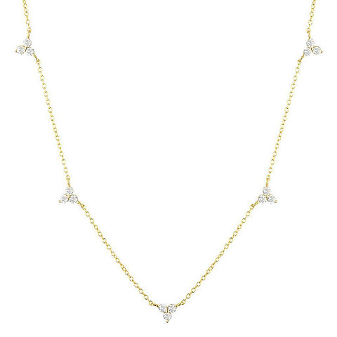 Dainty Layered Necklace with CZ Pendants – 18K Gold Plated Stainless Steel