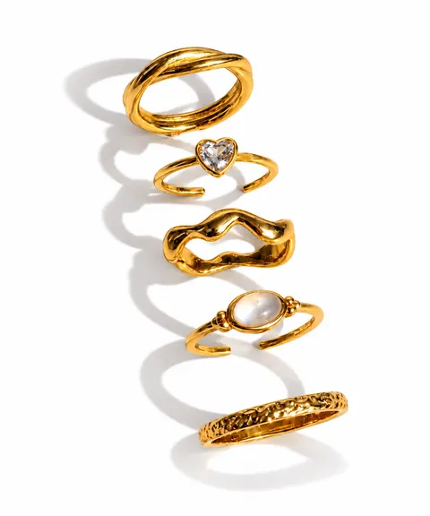Custom Organic Minimalist Ring Collection | Natural Texture 316L Stainless Steel Rings OEM ODM