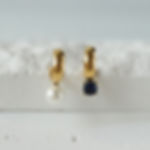 Blue diamond CZ pearl earrings
