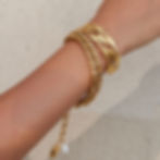 ocean fish bracelet worn on wrist 316L stainless steel gold PVD jewelry lifestyle fashion shot