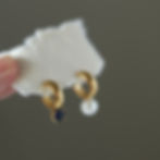 縮圖：Blue diamond CZ pearl earrings