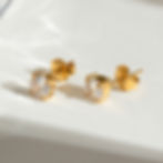 縮圖：stack earring set pyramid stud square cubic zirconia earrings hollow square stud