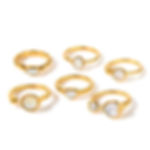 Cat eye stone and zircon stainless steel rings with 18K PVD gold plating for custom jewelry brands