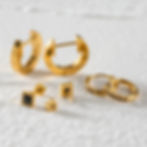 縮圖：stack earrings black CZ Choop earrings square stud earrings