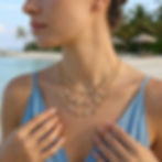 縮圖：Model wearing 316L stainless steel ocean charm necklace