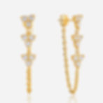 316L stainless steel zircon tassel earrings with 18K PVD gold plating