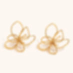 縮圖：Elegant Linear Flower Stud Earrings – 18K Gold Plated, Hypoallergenic & Stylish