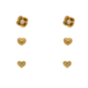 mini flower and heart stud 3 pairs one set