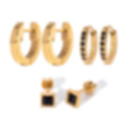 stack earrings black CZ Choop earrings square stud earrings
