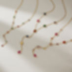 縮圖：316L stainless steel rainbow zircon lariat necklace collection with colorful bezel-set cubic zirconia and 18K PVD gold platin