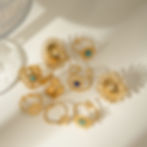 縮圖：European  stainless steel natural stone open rings, high-end golden ring