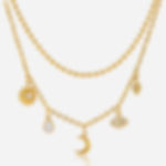 Moon Devil Eye White Zircon Stainless Steel Necklace