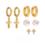 Cross hoop cz cross hoop earrings classic hoop earrings stack earrings 4pairs
