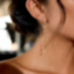 縮圖：Woman wearing stainless steel colorful zircon tassel earrings