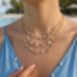 Model wearing 316L stainless steel ocean charm necklace